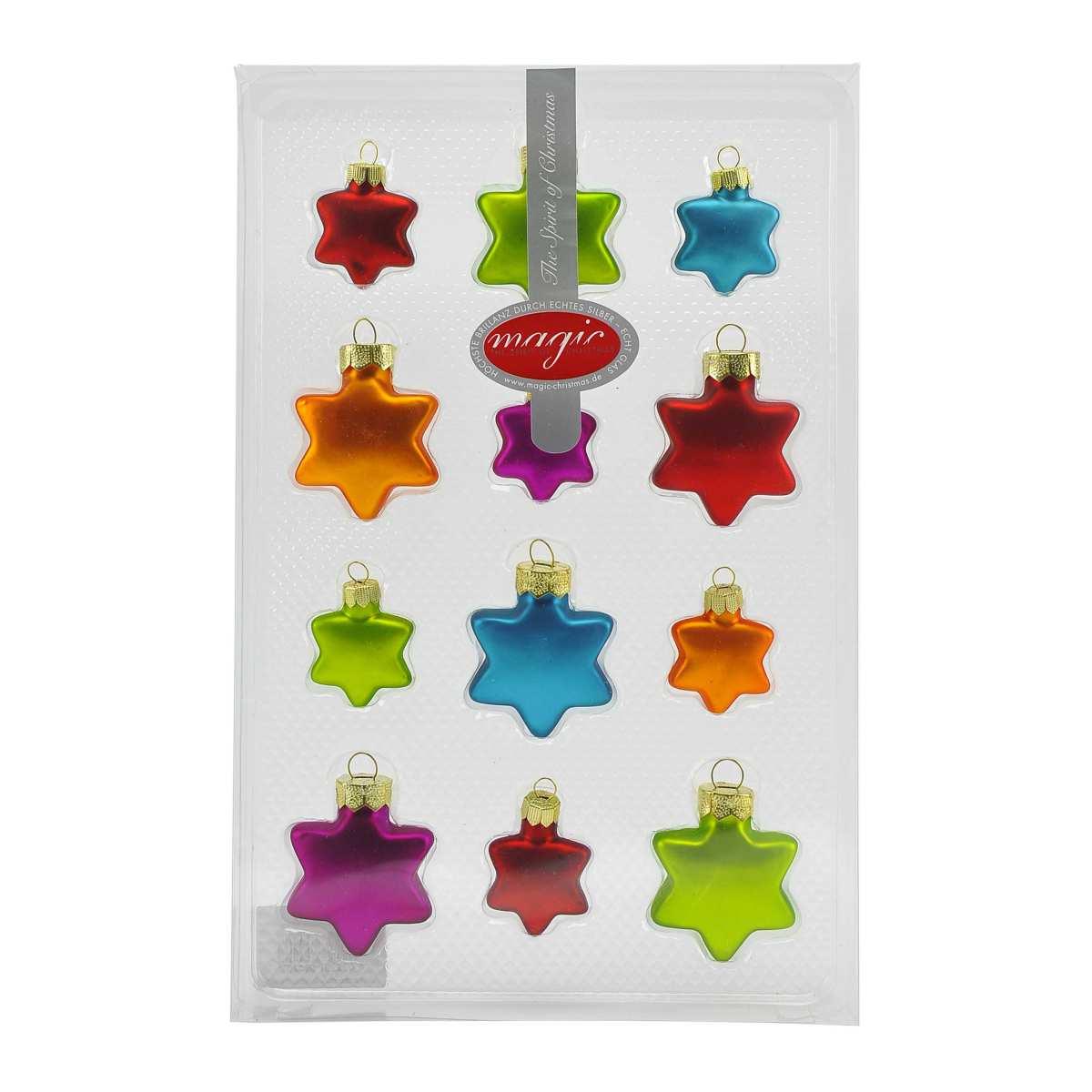Pallina natalizia vetro stelle multicolor Set 12 pz