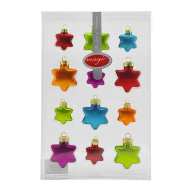 Pallina natalizia vetro stelle multicolor Set 12 pz