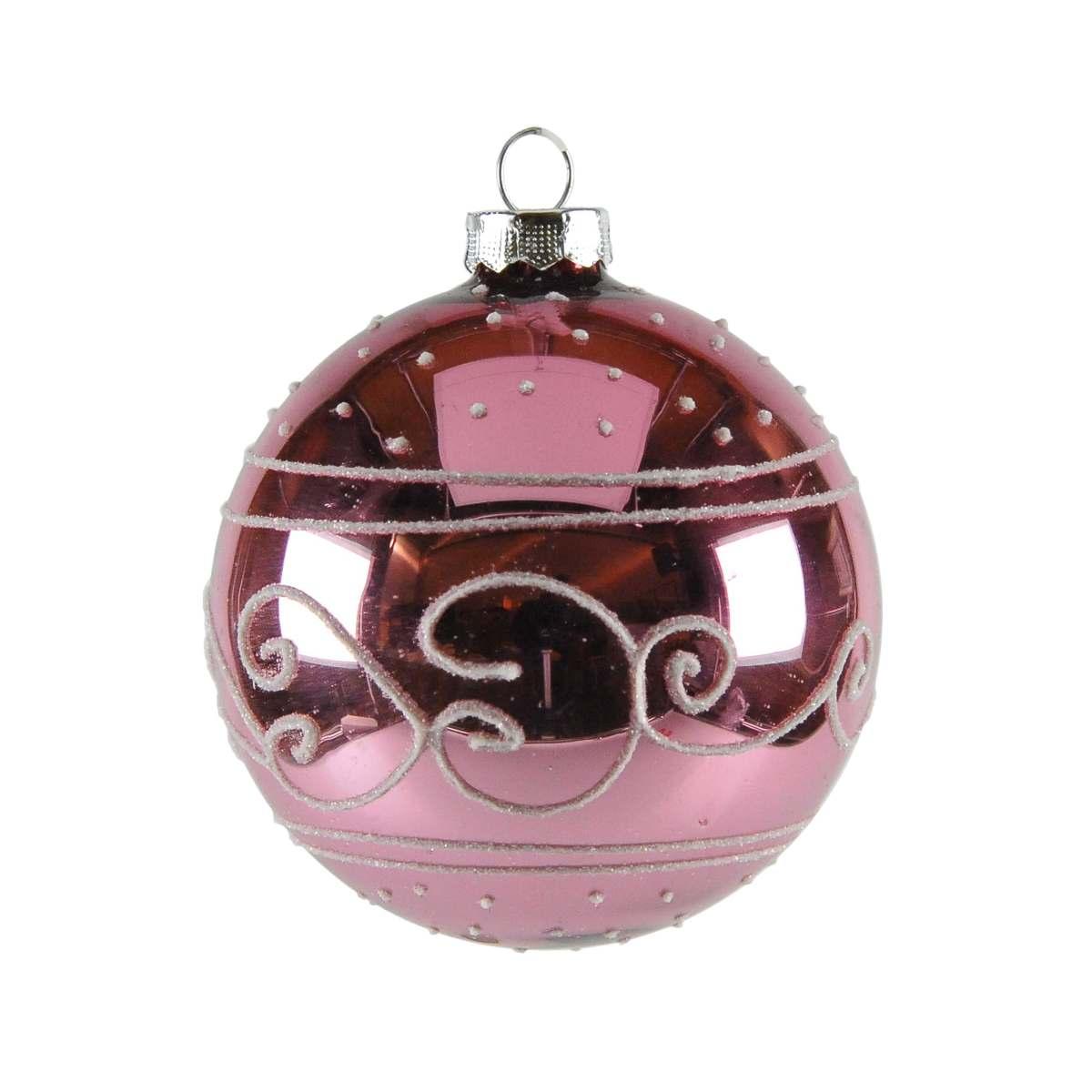 Pallina natalizia vetro collezione rosa lucido Ø 8 cm