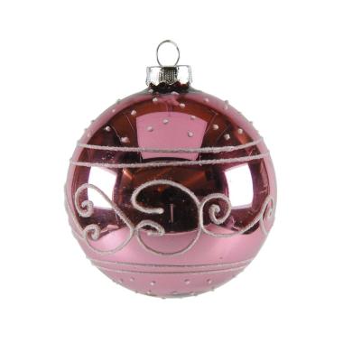 Pallina natalizia vetro collezione rosa lucido Ø 8 cm
