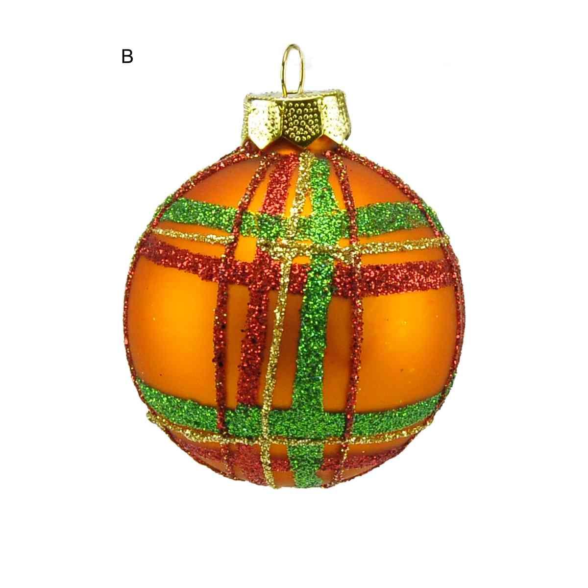 Pallina natalizia vetro collezione righe quadri Ø 6 cm