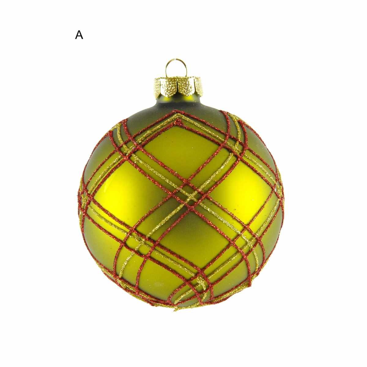 Pallina natalizia vetro collezione righe quadri Ø 8 cm