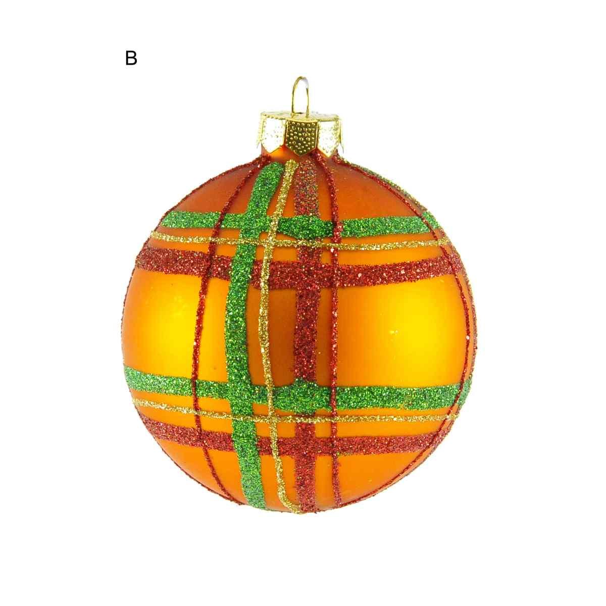 Pallina natalizia vetro collezione righe quadri Ø 8 cm