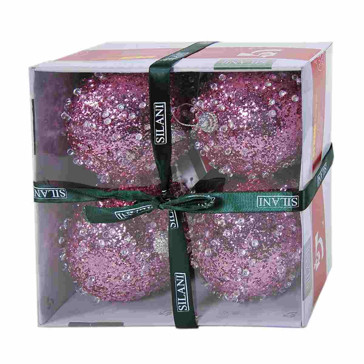 Pallina natalizia rosa diamond Set 4 pz
