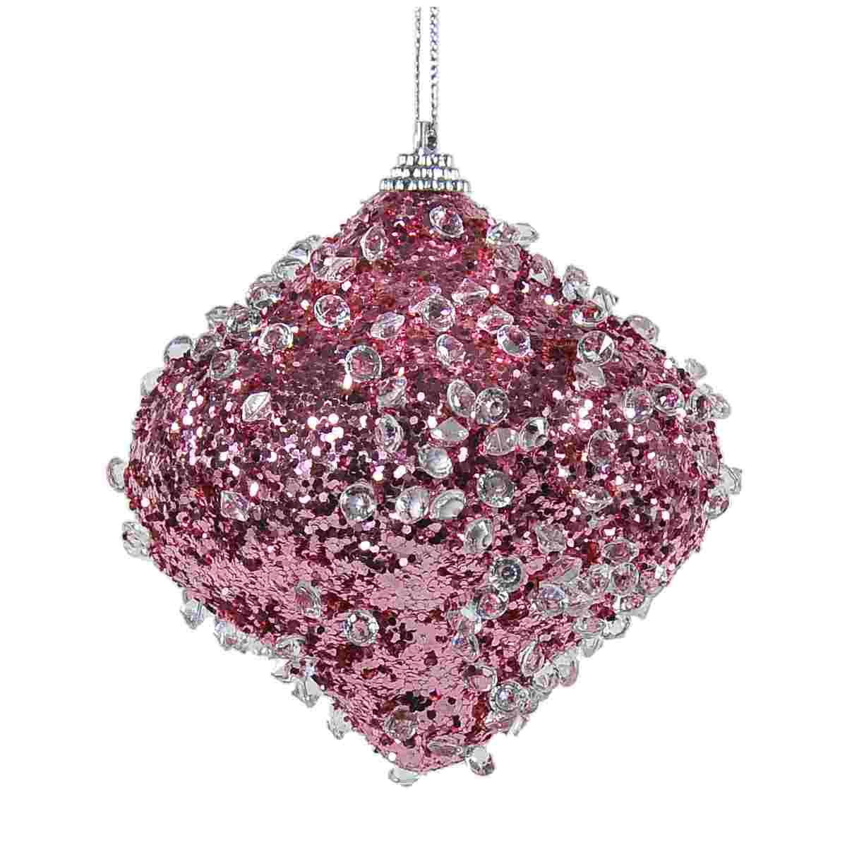 Pallina natalizia rosa goccia diamond Set 6 pz