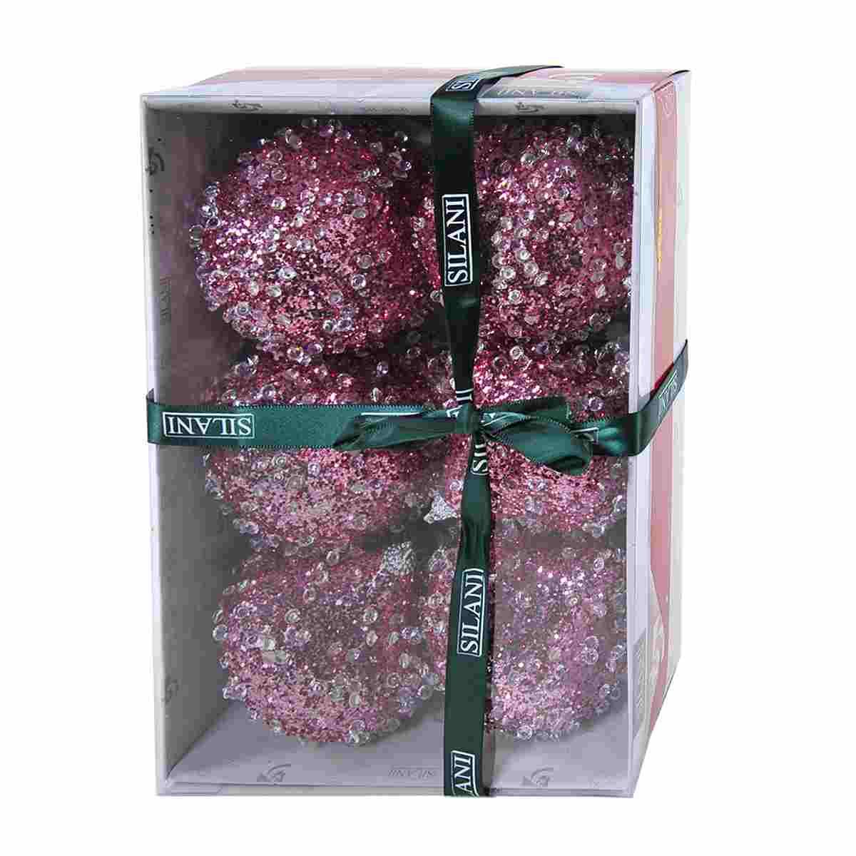 Pallina natalizia rosa goccia diamond Set 6 pz