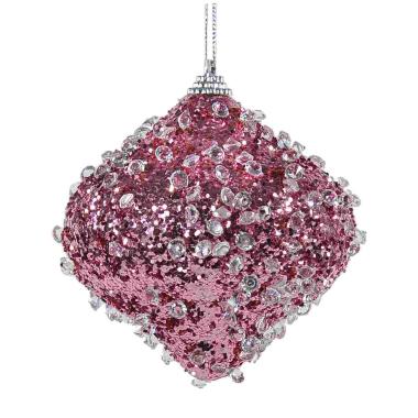 Pallina natalizia rosa goccia diamond Set 6 pz
