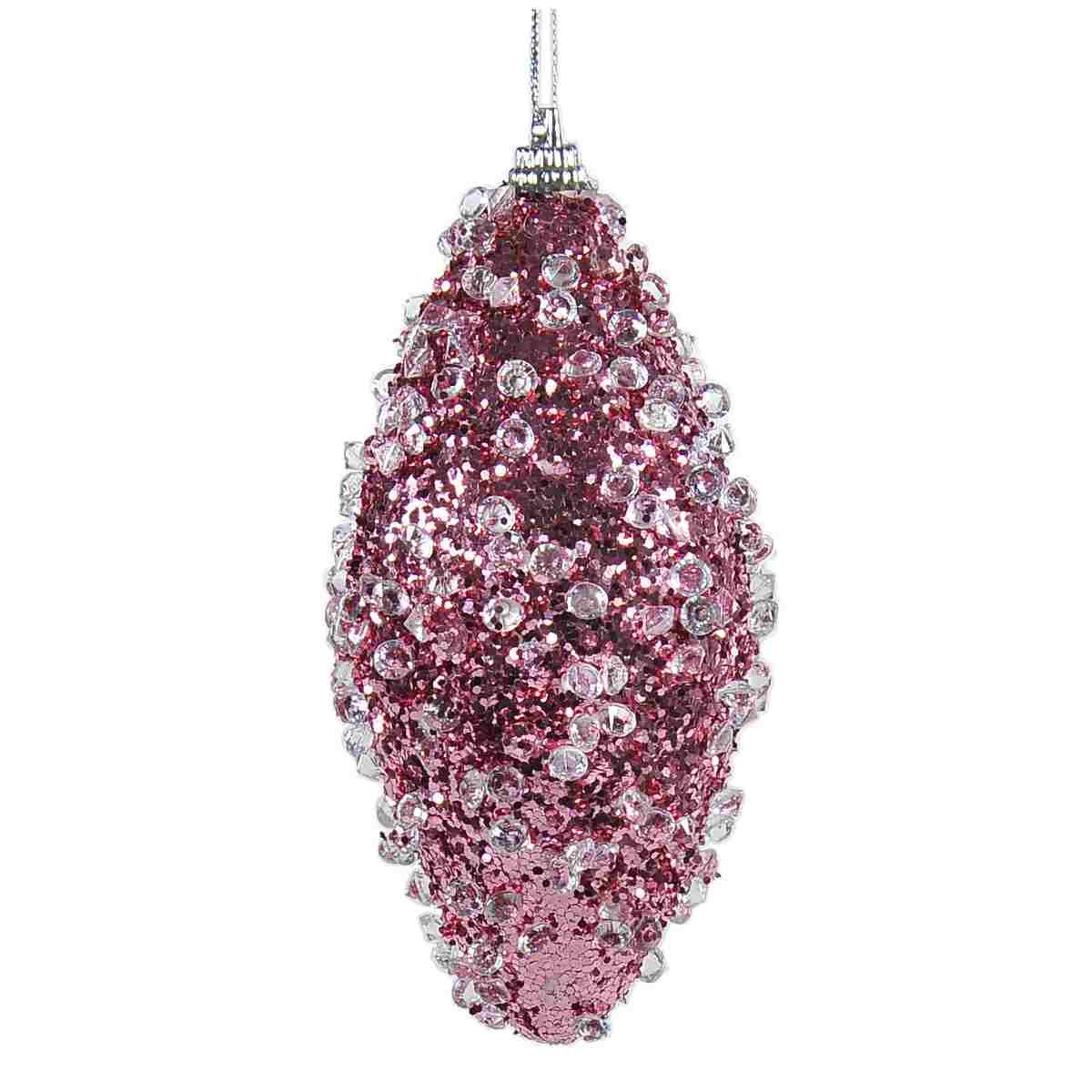 Pallina natalizia rosa goccia diamond Set 6 pz