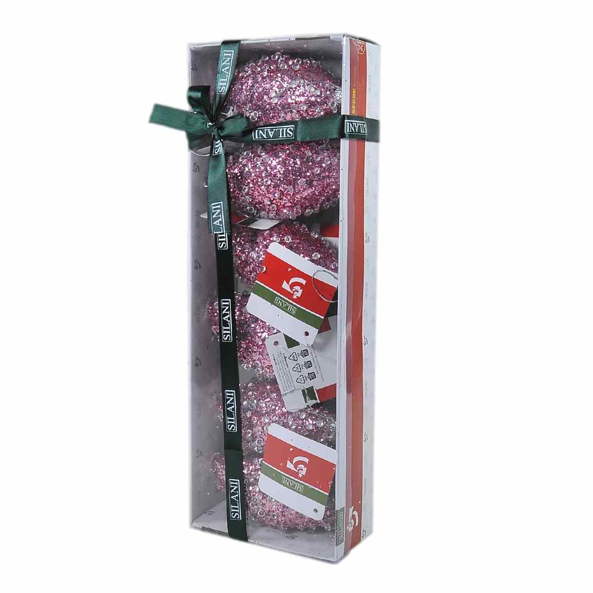 Pallina natalizia rosa goccia diamond Set 6 pz