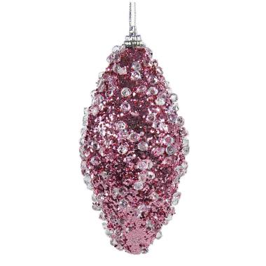 Pallina natalizia rosa goccia diamond Set 6 pz
