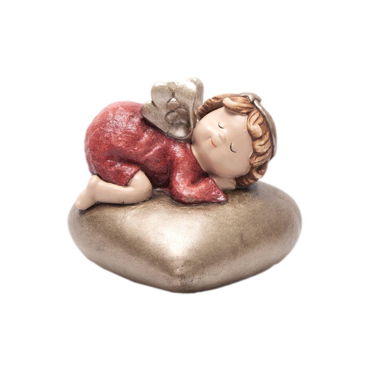 Angelo resina cuore abito rosso 30 x 23 cm