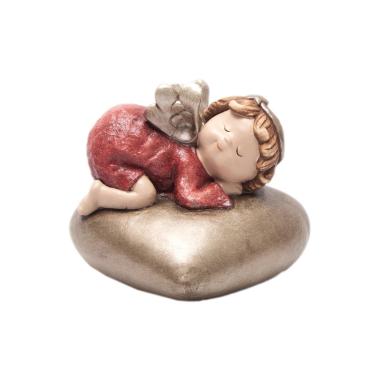 Angelo resina cuore abito rosso 30 x 23 cm