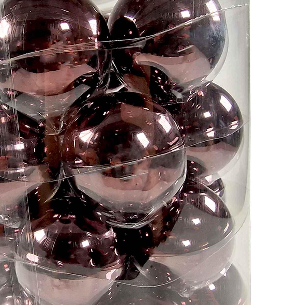 Pallina natalizia vetro marrone lucido Set 30 pz
