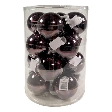 Pallina natalizia vetro marroni lucide Set 16 pz