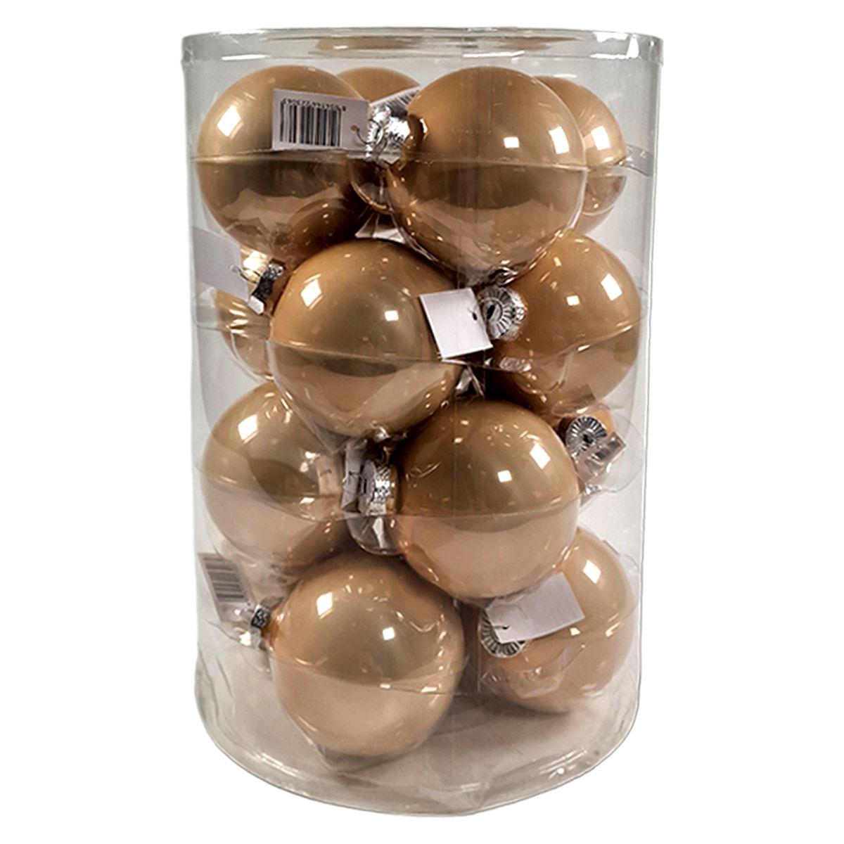 Pallina natalizia vetro oro champagne lucide Set 16 pz