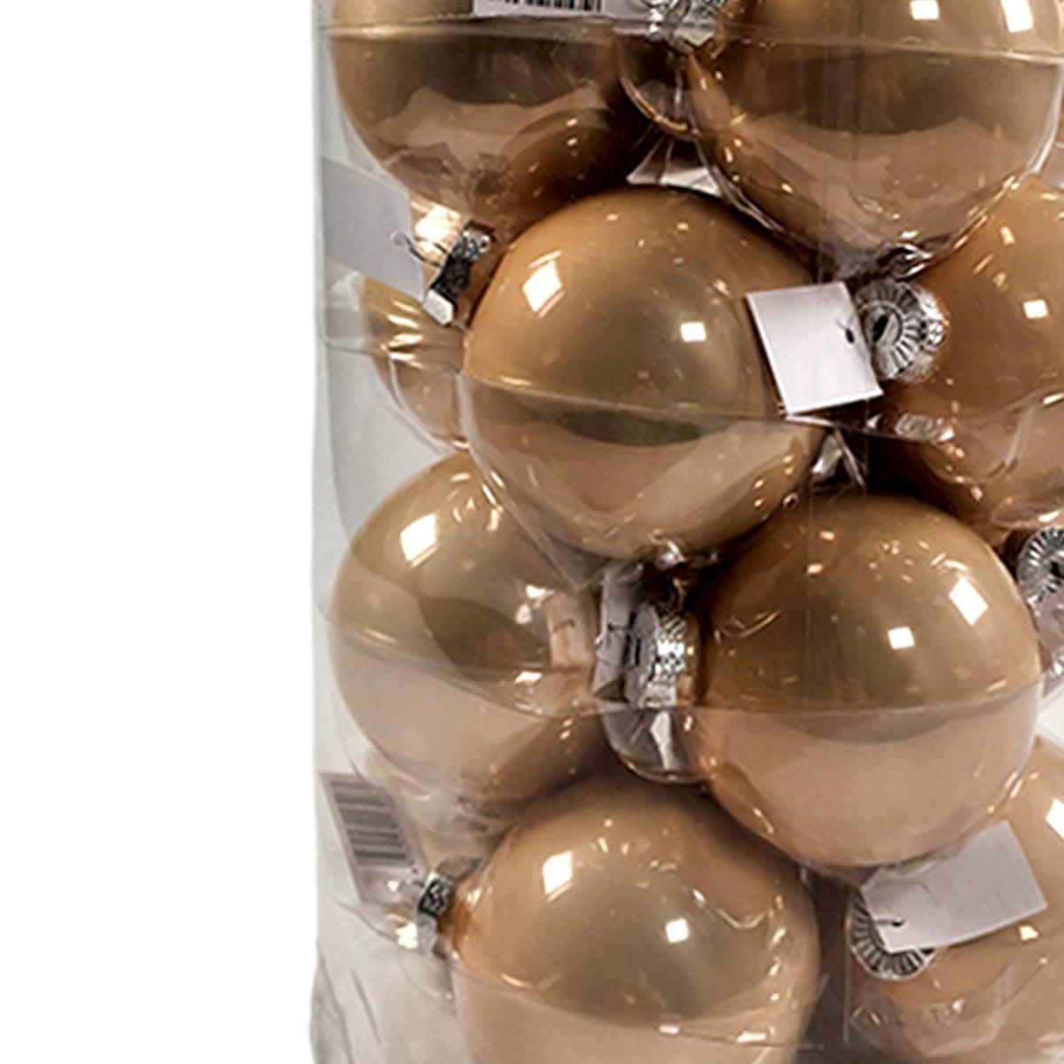 Pallina natalizia vetro oro champagne lucide Set 16 pz
