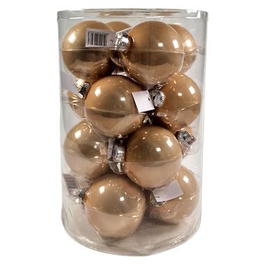 Pallina natalizia vetro oro champagne lucide Set 16 pz
