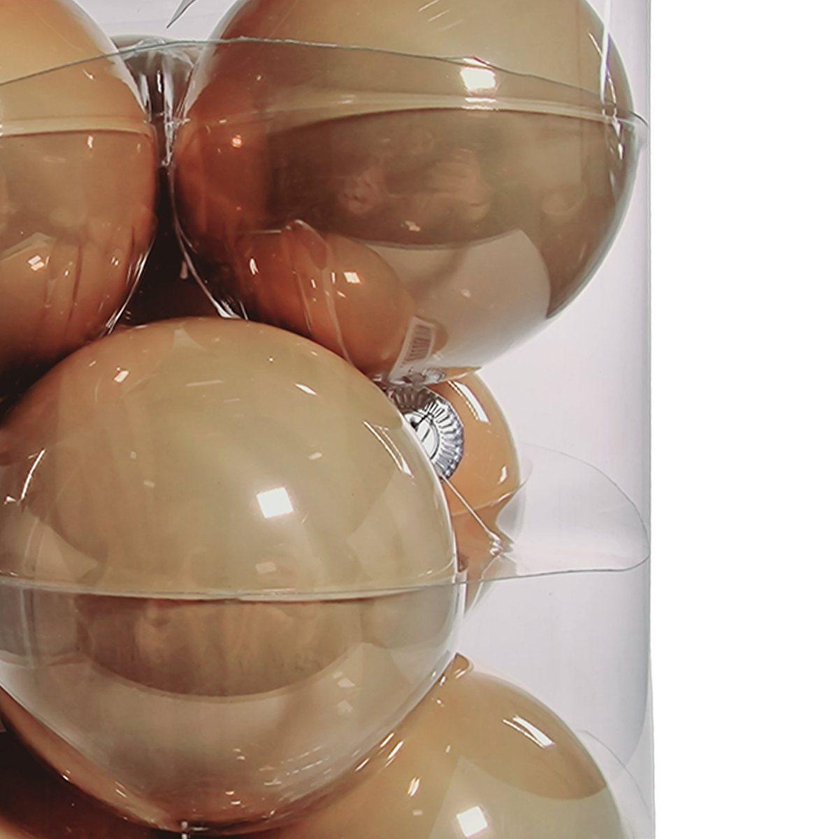 Pallina natalizia vetro oro champagne lucido Set 12 pz