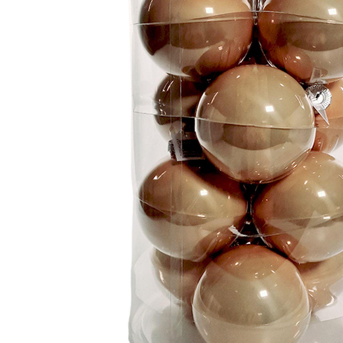 Pallina natalizia vetro oro champagne lucido Set 12 pz