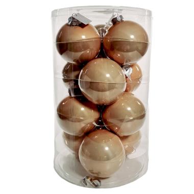 Pallina natalizia vetro oro champagne lucido Set 12 pz