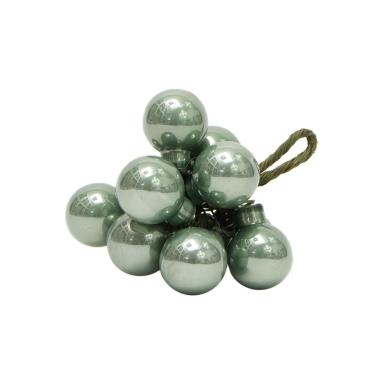 Pallina natalizia vetro verde oliva lucido Set 12 pz