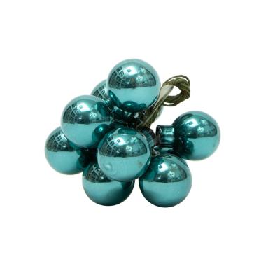 Pallina natalizia vetro blu petrolio lucido Set 12 pz