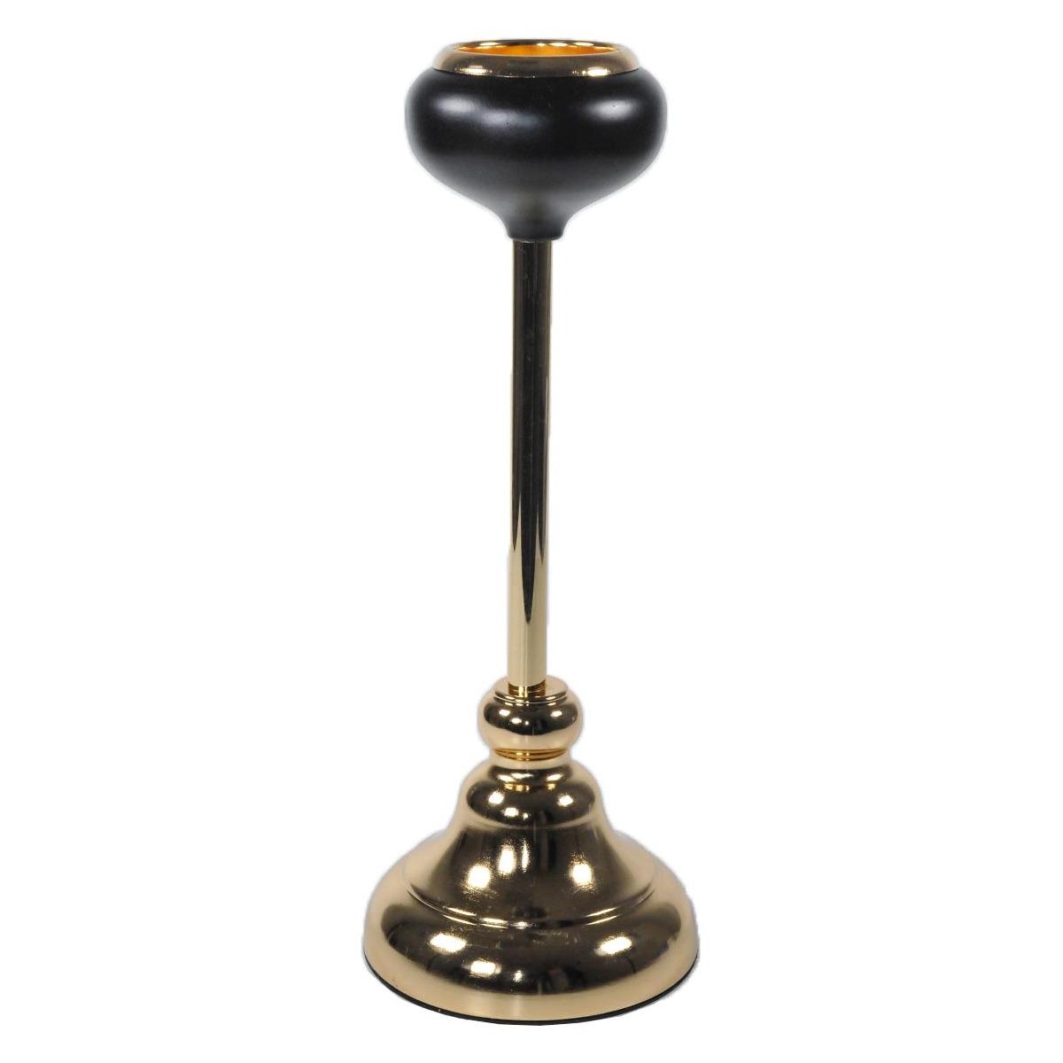 Porta candela natalizio 1 posto vetro oro nero Ø 11 cm