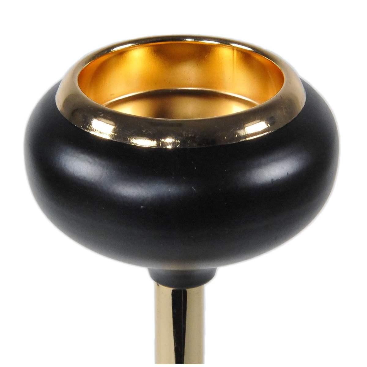 Porta candela natalizio 1 posto vetro oro nero Ø 11 cm