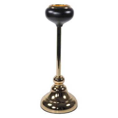 Porta candela natalizio 1 posto vetro oro nero Ø 11 cm