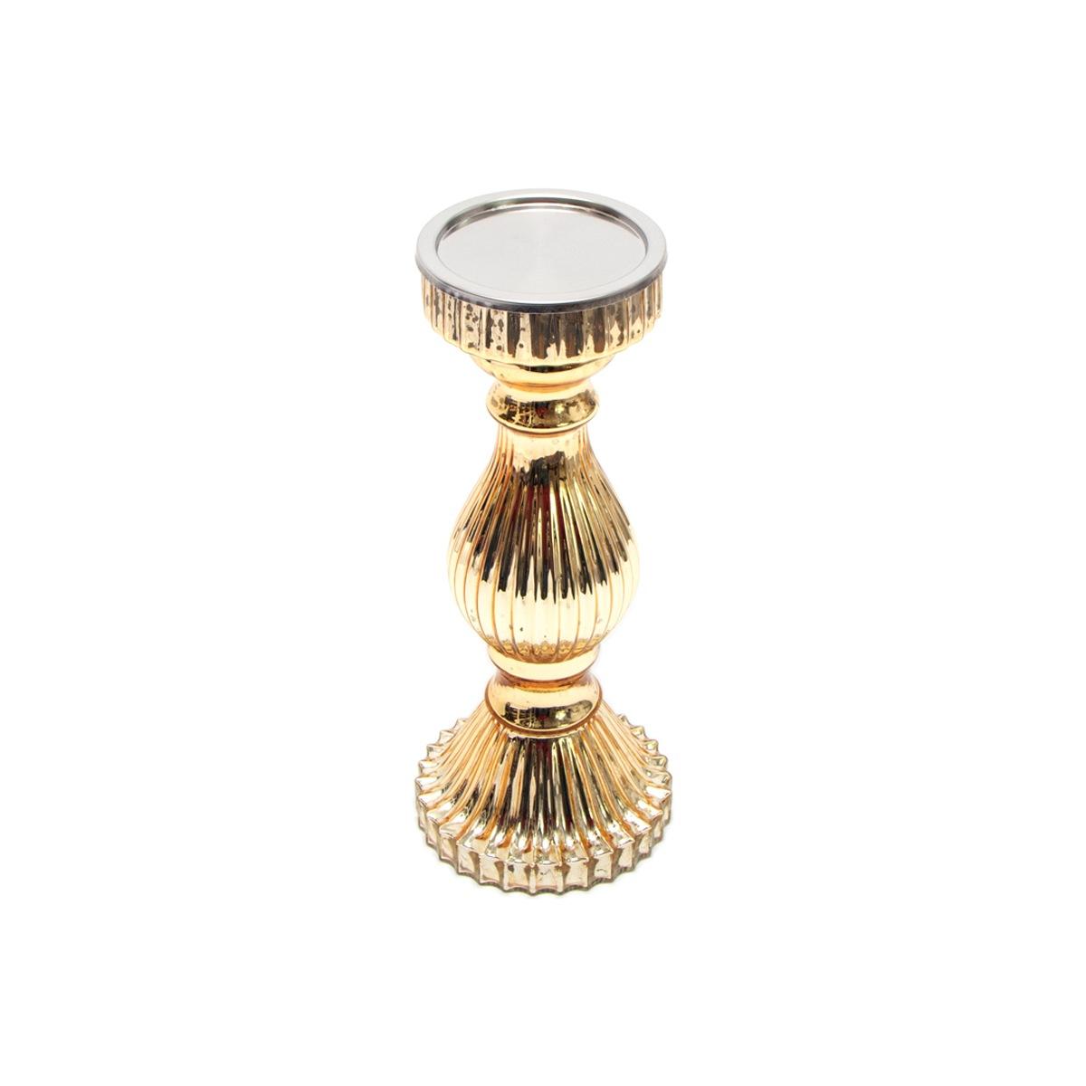 Porta candela natalizio 1 posto vetro oro Ø 10 cm