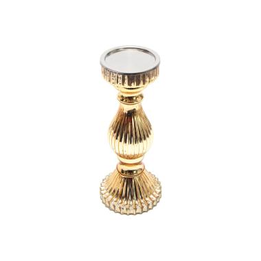 Porta candela natalizio 1 posto vetro oro Ø 10 cm