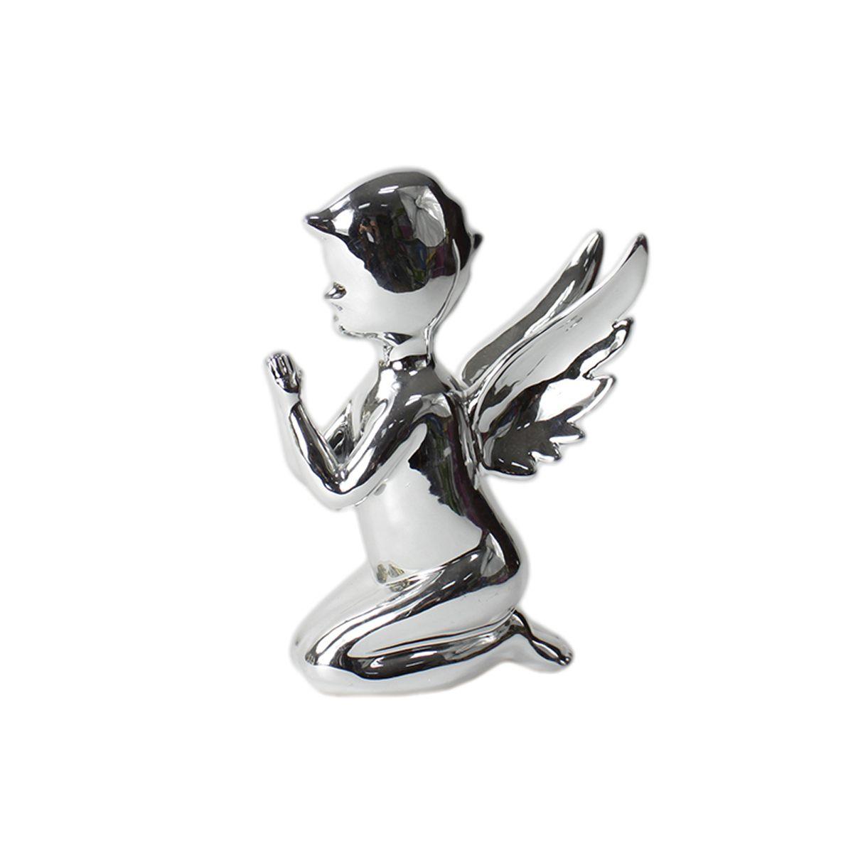 Angelo ceramica in ginocchio argento 9 x 5 x 12 cm