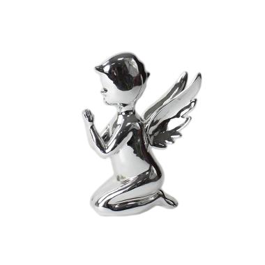 Angelo ceramica in ginocchio argento 9 x 5 x 12 cm