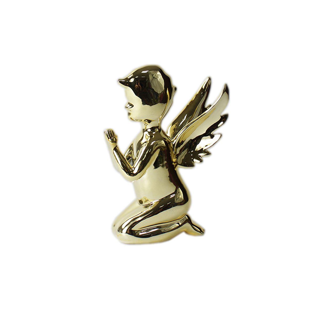 Angelo ceramica in ginocchio oro 11 x 5 x 15 cm