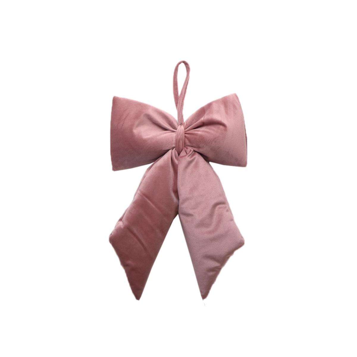 Decorazione natalizia fiocco velluto rosa 35 x 60 cm