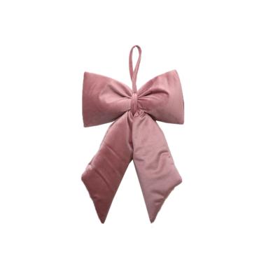 Decorazione natalizia fiocco velluto rosa 35 x 60 cm