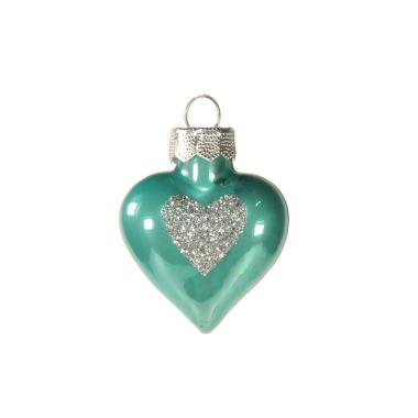 Pallina natalizia vetro cuore azzurro 4 cm