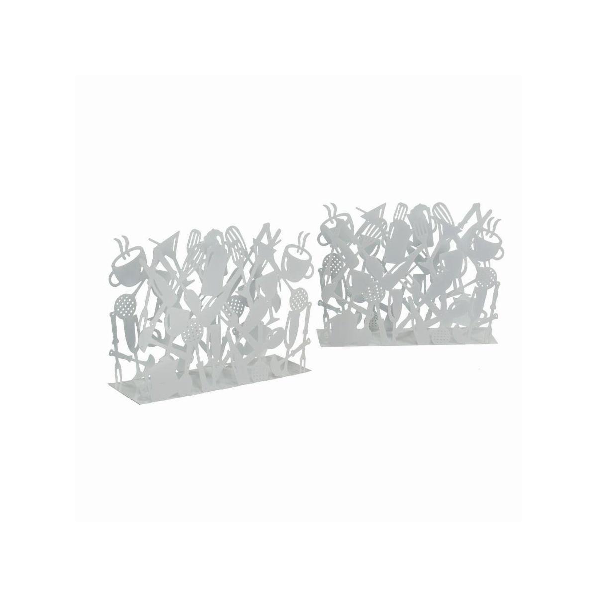 Portariviste metallo posate bianco Set 2 pz