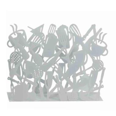 Portariviste metallo posate bianco Set 2 pz
