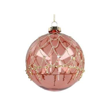 Pallina natalizia vetro rosa glitter Ø 15 cm