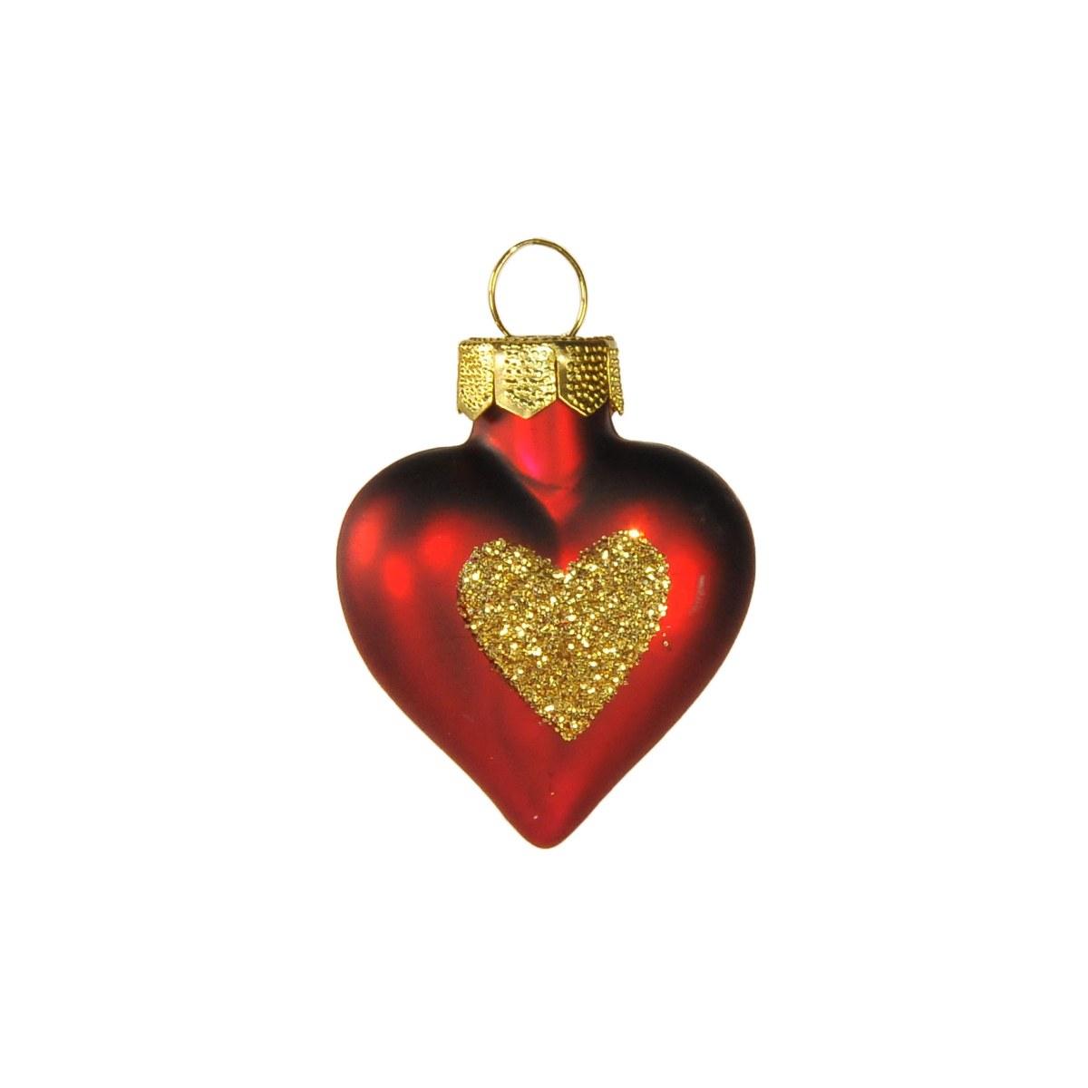 Pallina natalizia vetro cuore bordeaux 4 cm