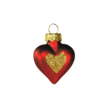 Pallina natalizia vetro cuore bordeaux 4 cm