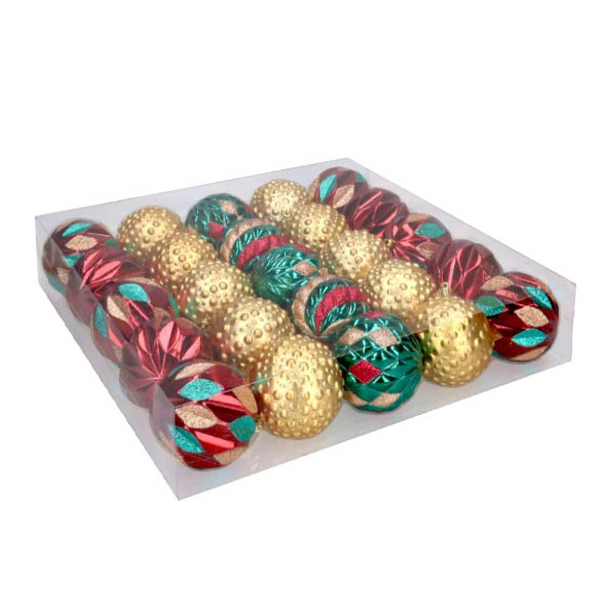 Pallina natalizia multicolor satinate glitter Set 25 pz