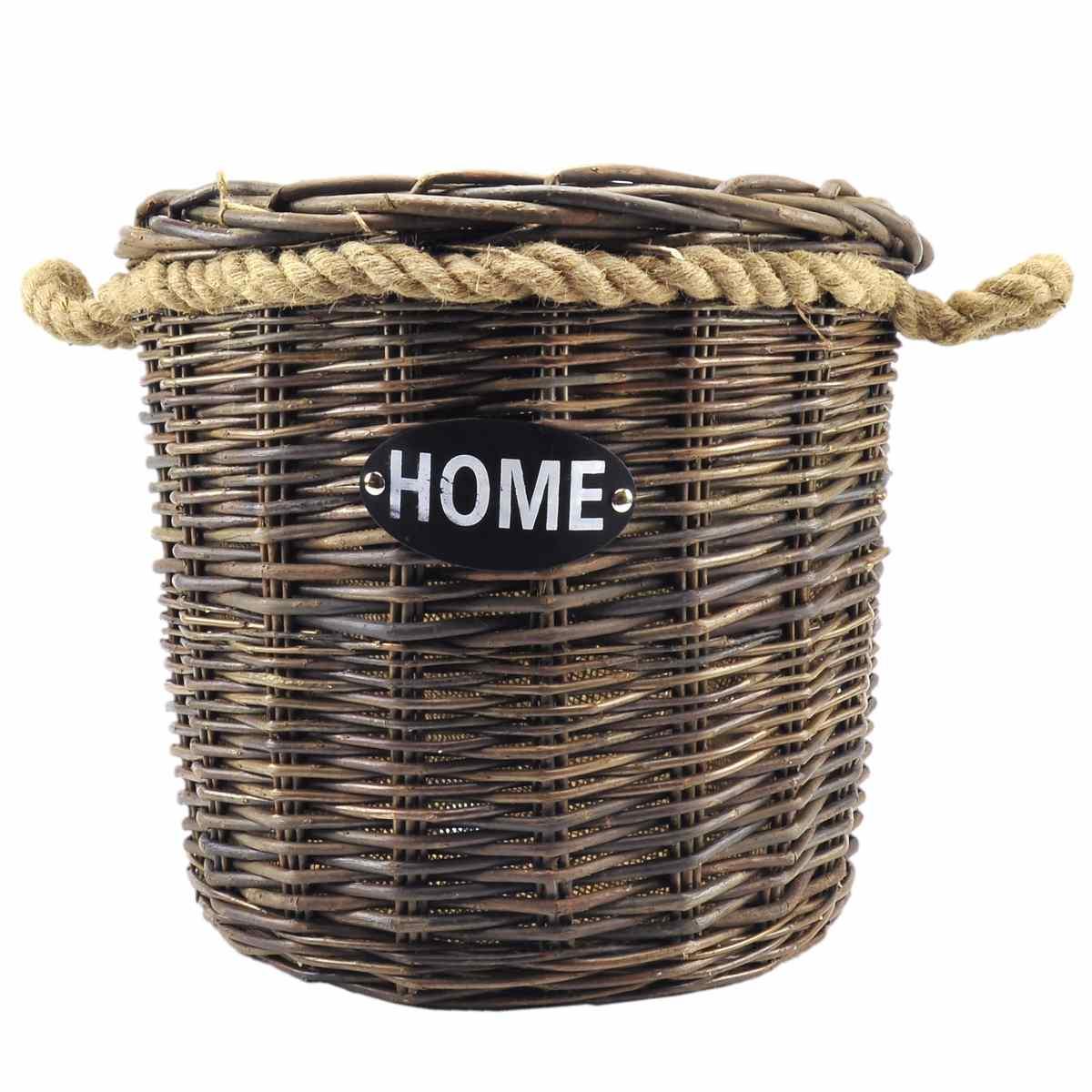 Cesto vimini portalegna noce home