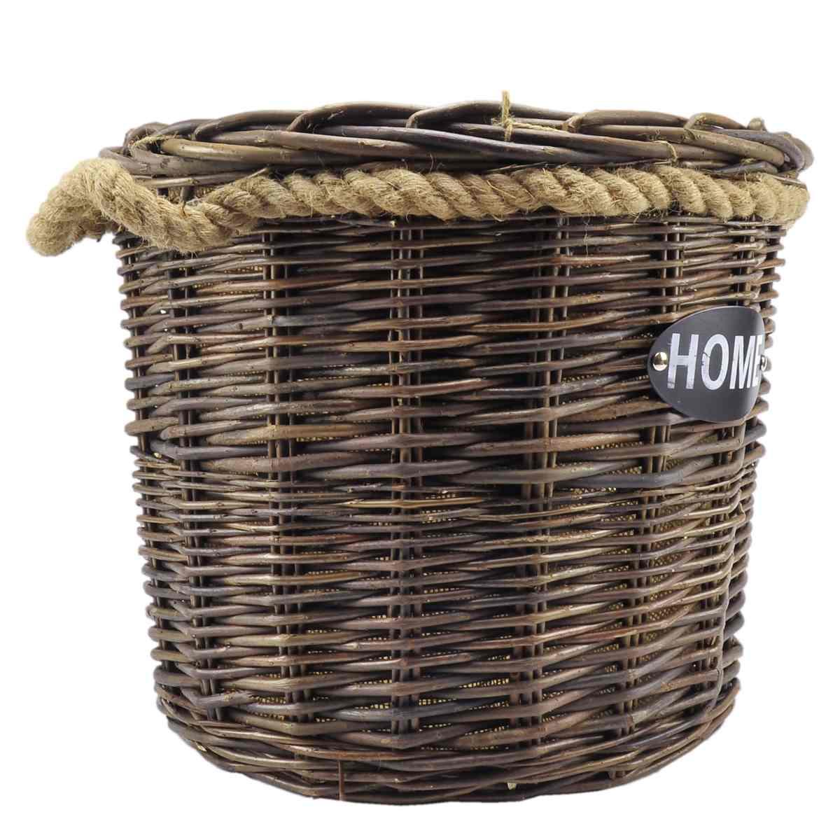 Cesto vimini portalegna noce home