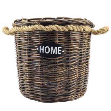 Cesto vimini portalegna noce home
