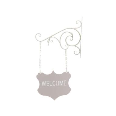 Targa metallo welcome bianca 39 x 60 cm