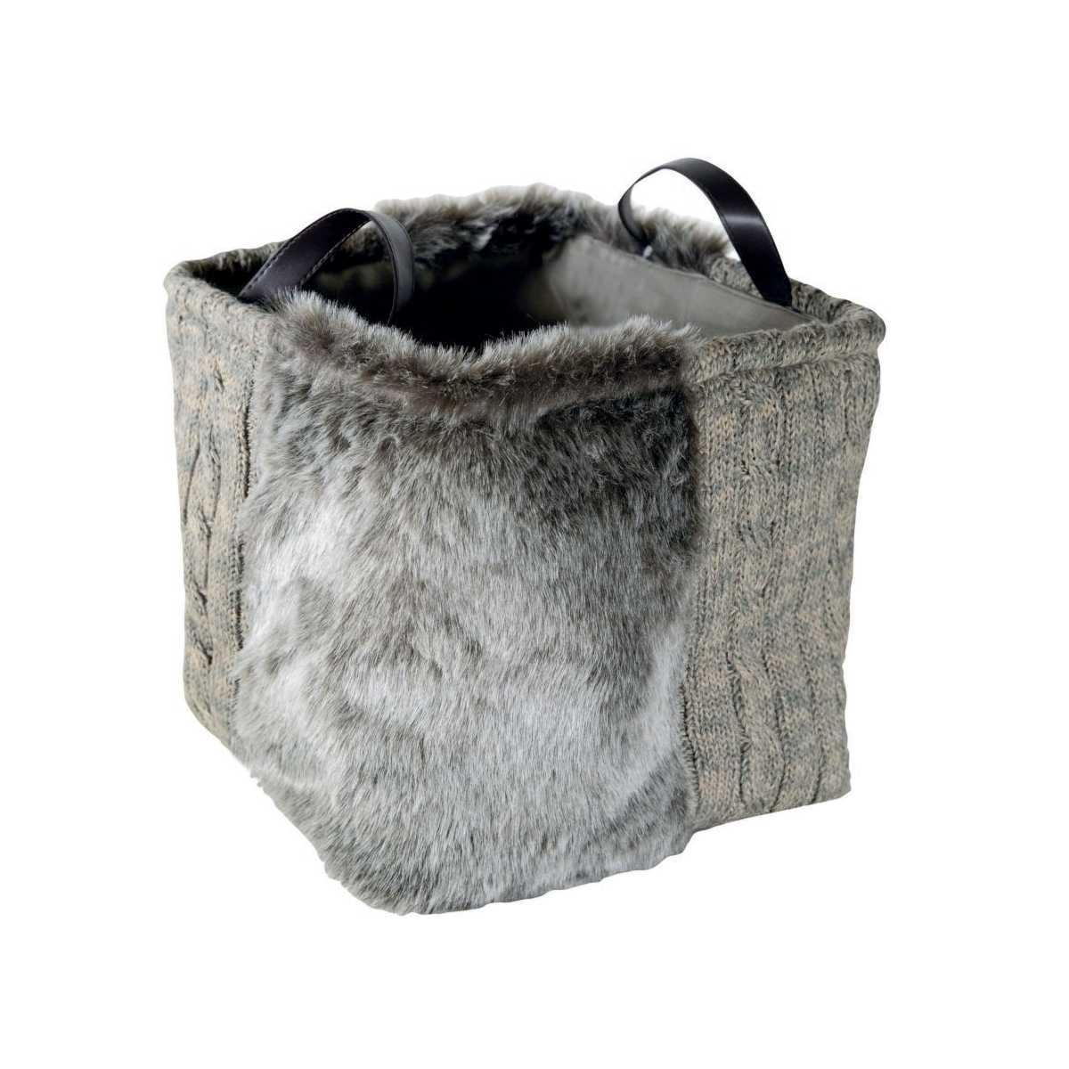 Cesto maglia grigio pelliccia 26 x 26 cm