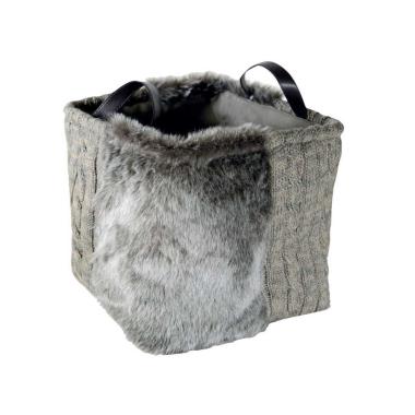 Cesto maglia grigio pelliccia 26 x 26 cm