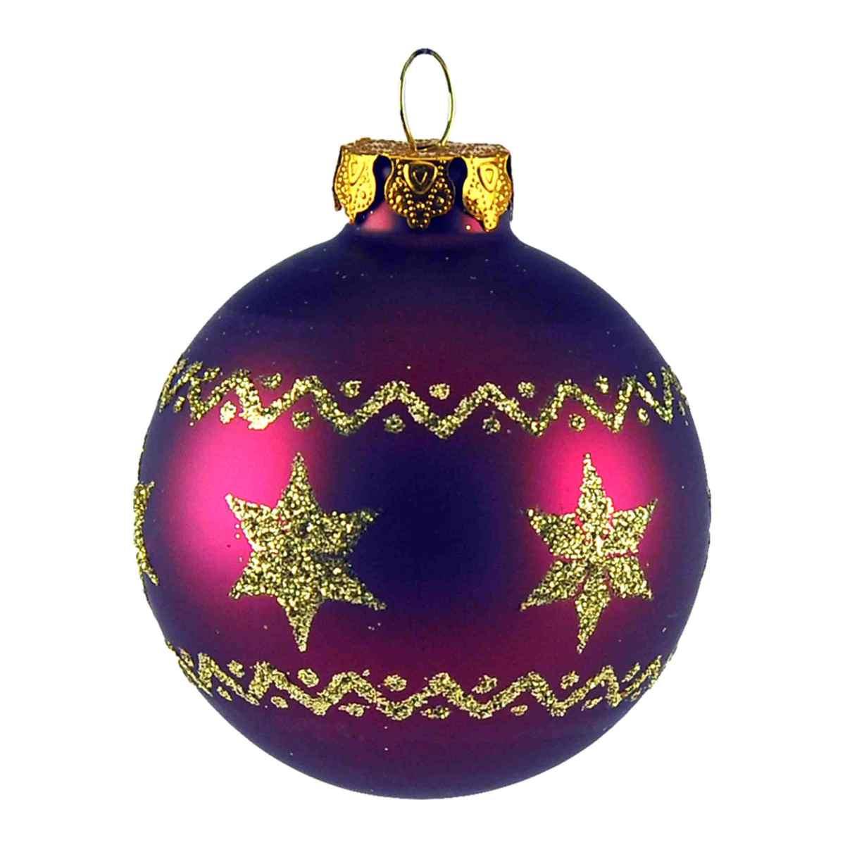 Pallina natalizia vetro viola puntale Set 9 pz